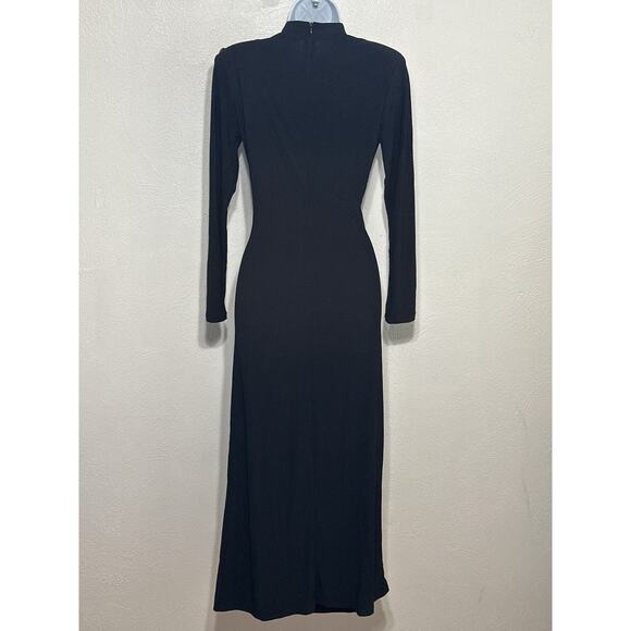 VTG Maxi Ruched Side Old Hollywood Glam Dress 38/40 Black Stunning Romantic - Picture 10 of 16